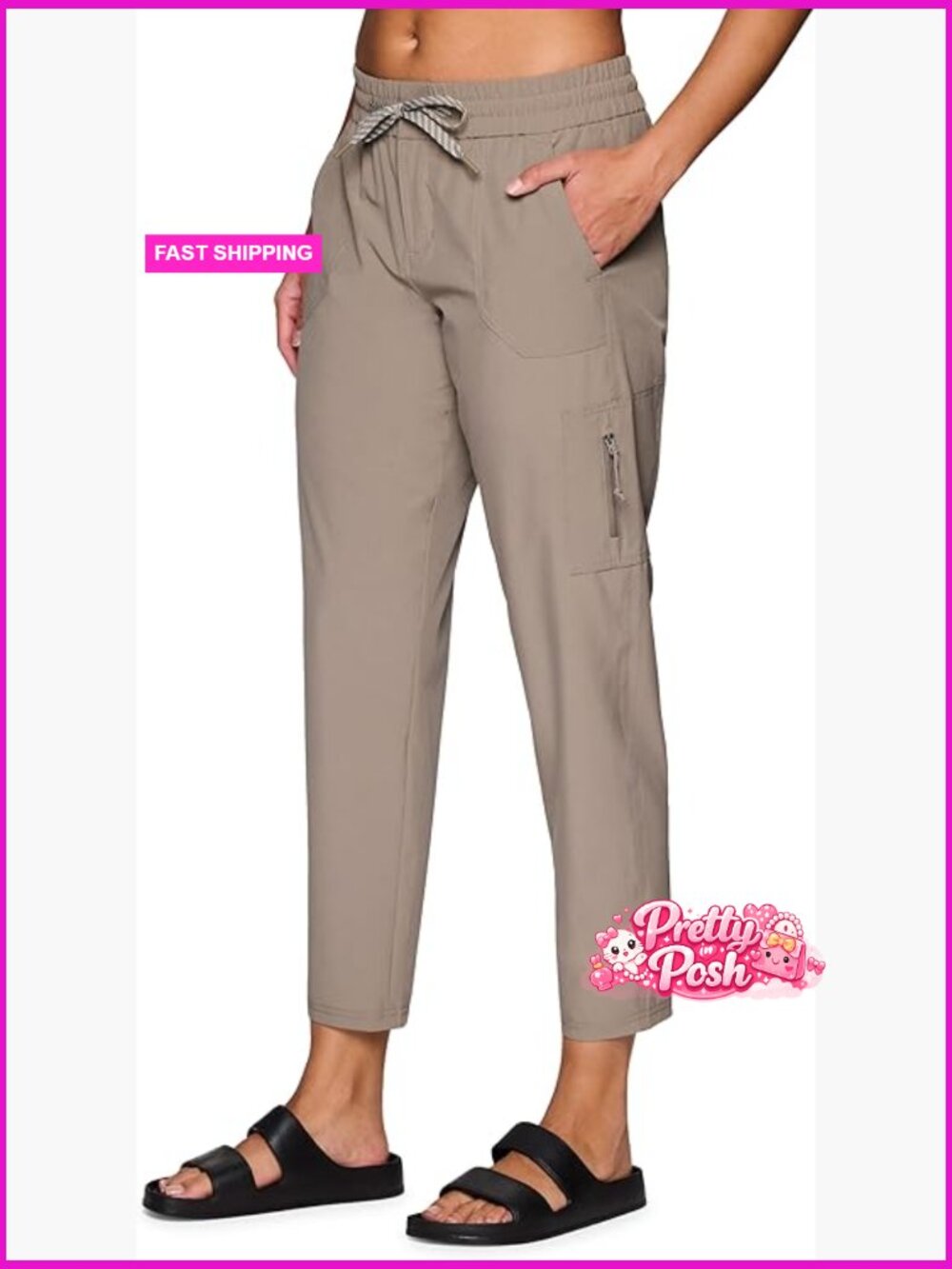 Quick Dry Ripstop Woven Ankle Pants with Pockets for Hiking